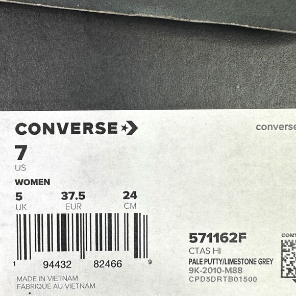 Converse Chuck Taylor All-Star HI - Pale Putty / Limestone Grey - Size 7 - Picture 10 of 10